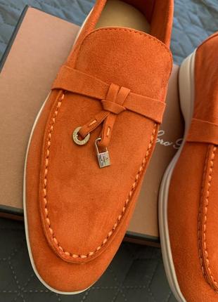 Лоферы оранжевые loro piana summer walk 37