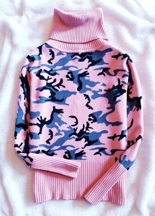 Комуфляжный нюдовый вовняної гольф водолазка з подвійною горловиною marrtic.