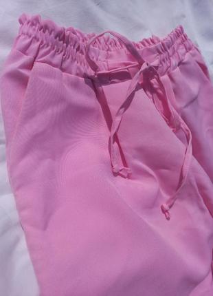Рожеві штани, розовые брюки, красивые штаны, летние брюки6 фото