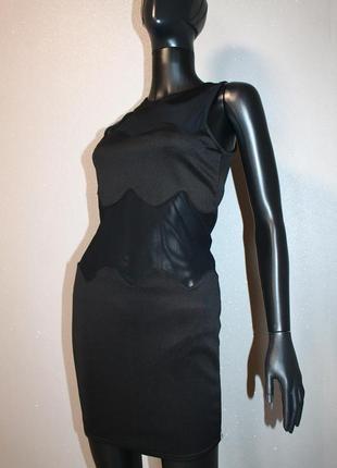 Платье с сеткой черное1 фото