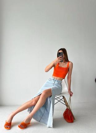 Джинсова спідниця міді з розрізом,женская джинсовая юбка с разрезом1 фото