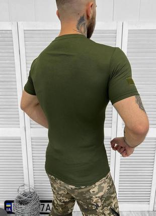 🔴есть опт! 🔴 тактическая военная мужская футболка с принтом вышивка хаки хаки, мужская тактическая3 фото