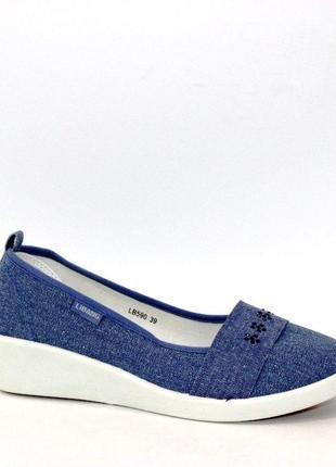 Стильные женские синие туфли на танкетке/джинсовые /женская обувь на лето2 фото