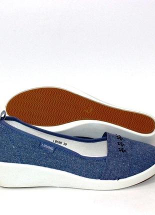 Стильные женские синие туфли на танкетке/джинсовые /женская обувь на лето6 фото