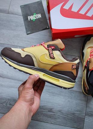 Кросівки чоловічі / жіночі жовті / коричневі з шкіри nike travis scott air max 1 brown3 фото