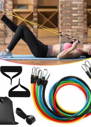 Трубчатые эспандеры для фитнеса power resistance band 5 штук4 фото