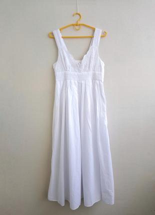 Біла бавовняна міді сукня h&m