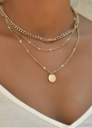 Новое модное трехслойное ожерелье с подвеской1 фото