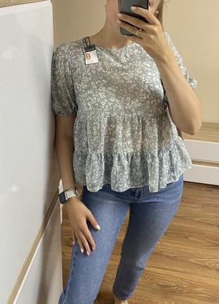 Стильная новая легкая воздушная блуза с воланами primark