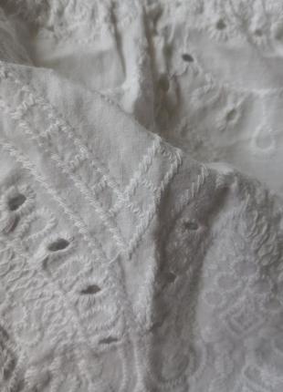 Белая коттоновая выбитая блуза9 фото