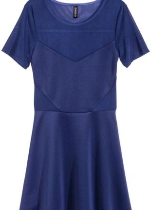 Платье h&m со вставками сетки, синее платье.