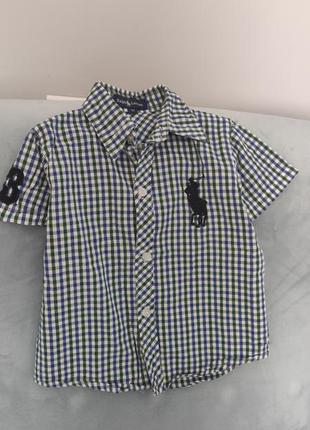 Polo ralph lauren рубашка мальчику в клетку 2-3 года