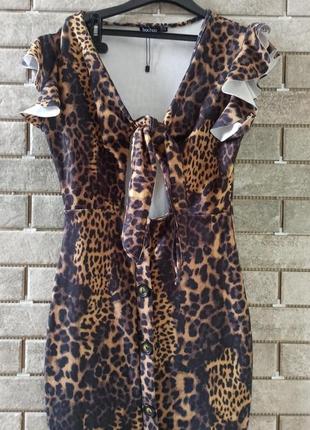 Леопардовое сексуальное платье boohoo1 фото