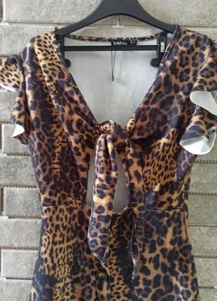 Леопардовое сексуальное платье boohoo3 фото