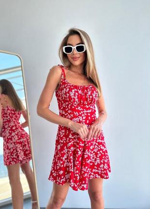 Комбінезон сукня жіноча міні коротка легка літня на літо чорна червона вільна нарядна повсякденна святкова на бретелях квіткова базова сарафан2 фото