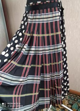 Комбинированная юбка плиссе zara women7 фото