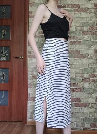 Длинная юбка в полоску4 фото