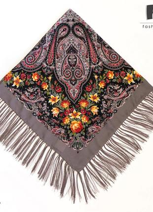 Павлопосадский шерстяной платок рококо 1330,21 фото