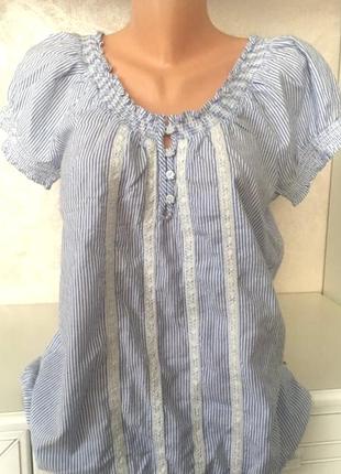 Коттоновая блуза с открытыми плечами2 фото