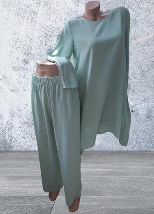 Костюм женский брюки и асимметричная блуза комплект2 фото