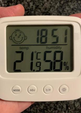 Часы гигрометр термометр будильник с подсветкой