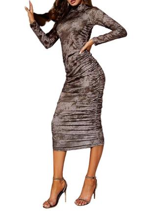 Платье сукня миди по фигуре,коричневое 46-48 р