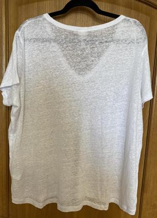 Білосніжна вільна футболка з трикотажного льону 54-58 р5 фото
