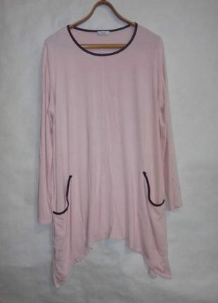 Красивая пудровая в рубчик туника вискоза