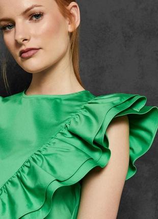 Блузка с воланами зеленый топ с оборкой2 фото