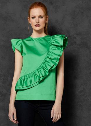 Блузка с воланами зеленый топ с оборкой3 фото