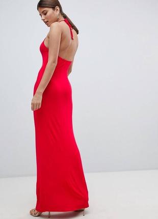 Платье халтер красный макси из вискозы2 фото