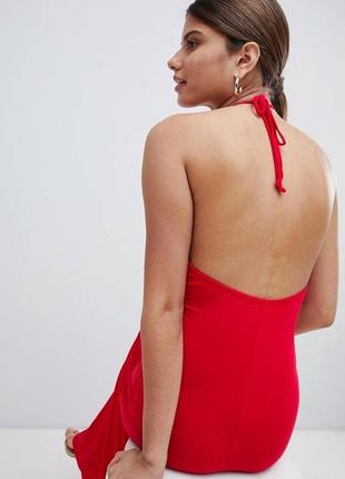 Платье халтер красный макси из вискозы3 фото