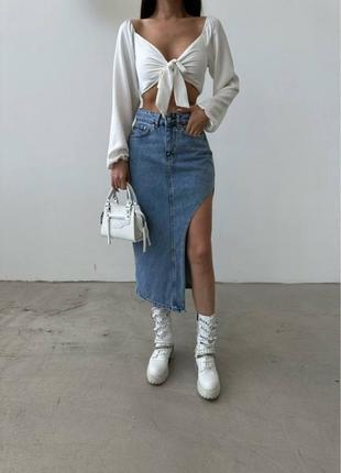 Трендовая юбка, р.34,36,38,40, синий