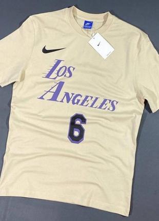 Мужская бежевая футболка оверсайз nike los ageles бежева чоловіча футболка nike los angeles