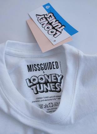 Белая длинная футболка туника с твити missguided looney tunes s, 36, 443 фото