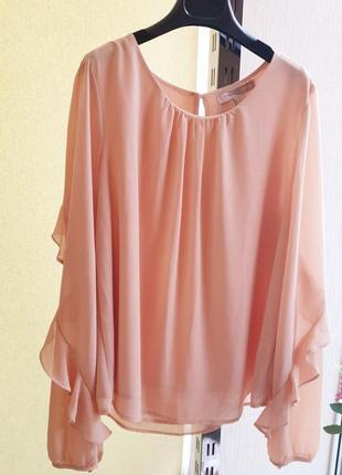 Блуза пудровая,воланы