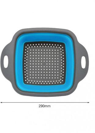 Складной силиконовый дуршлаг prc - collapsible filter baskets складной квадрантный 2 шт в комплекте синий4 фото