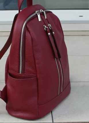 Оригинал италия женский городской рюкзак из натуральная кожи бордо2 фото