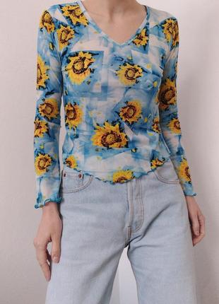 Топ сітка лонгслів сітка топ в квіти кофта сітка джемпер пуловер реглан лонгслів кофта сіточка лонг топ квітковий