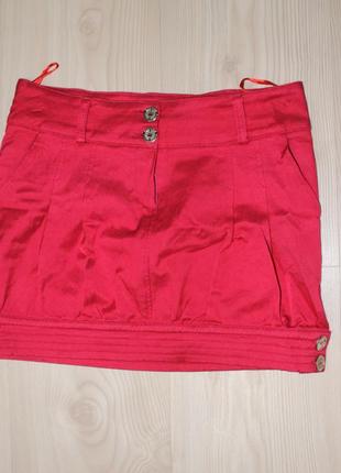 Красная мини мини-юбка джинсовая короткая колокольчик trg s xs 42 44 40 размера с низкой посадкой4 фото