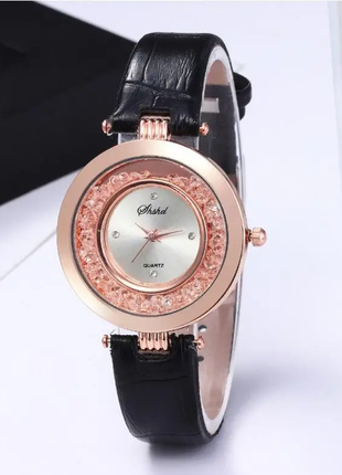 Жіночий наручний годинник із чорним ремінцем код 7051 фото