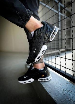 Кросівки чоловічі / жіночі чорні nike air max plus 3"black/white"