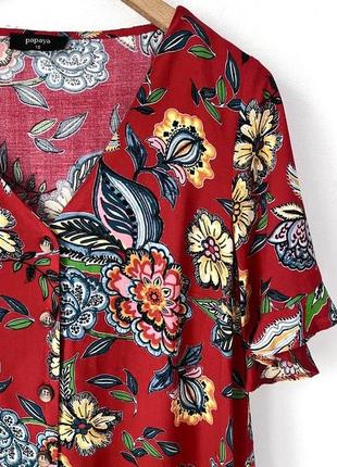 Блуза у квітковий принт із віскози на гудзичках7 фото