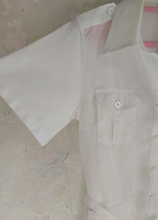 Женская льняная длинная рубашка m 46р. летняя, белая, лен3 фото