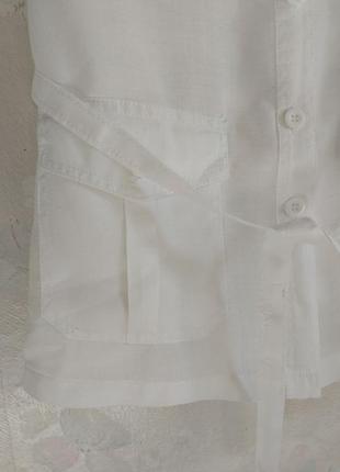 Жіноча лляна довга сорочка m 46р. літня, біла, льон7 фото