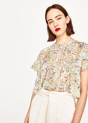 Zara блузка в квітковий принт s