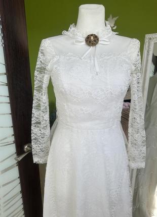 Вінтаж вінтажна весільна сукня плаття вінтаж вінтажна сукня біле весільне вечірнє на фотосесію випускний старовинне історичне5 фото