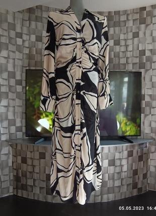 Длинное платье рубашка zara вискоза натуральная ткань2 фото