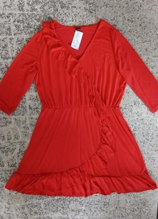 Женское платье миди красного цвета большой размер 54 563 фото
