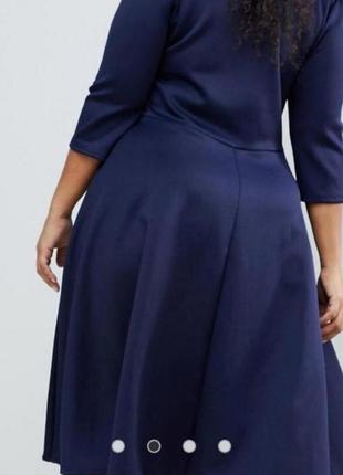 Женское платье миди тёмно-синего цвета большой размер3 фото
